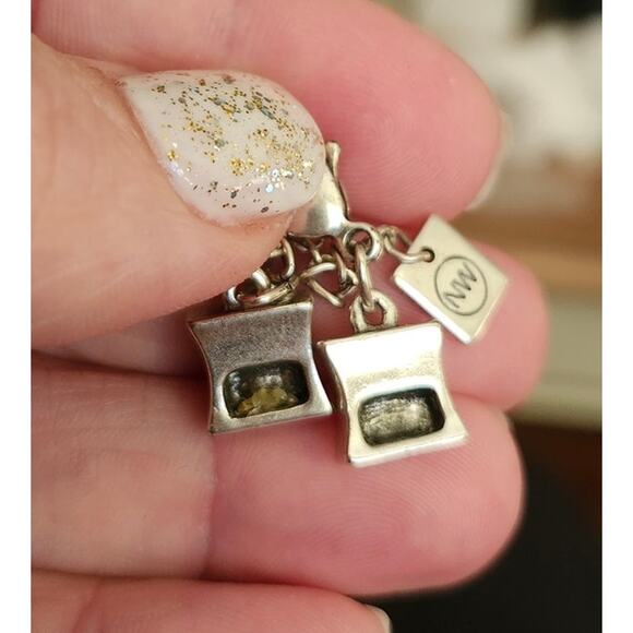 Silver NW Marked Clip on Charm Square Dice Designer Marked - Picture 4 of 8
